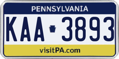 PA license plate KAA3893