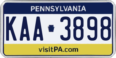 PA license plate KAA3898