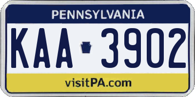 PA license plate KAA3902