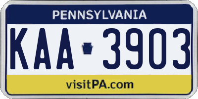 PA license plate KAA3903