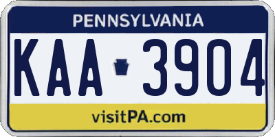 PA license plate KAA3904