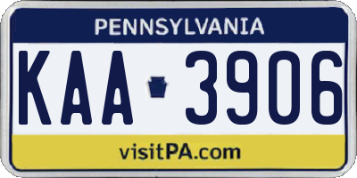 PA license plate KAA3906