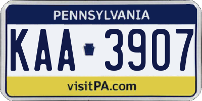 PA license plate KAA3907