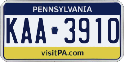 PA license plate KAA3910