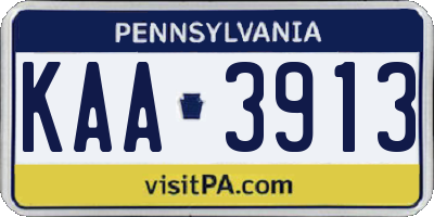 PA license plate KAA3913