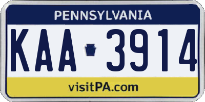PA license plate KAA3914