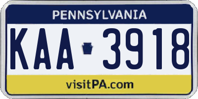 PA license plate KAA3918