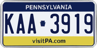PA license plate KAA3919