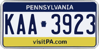 PA license plate KAA3923