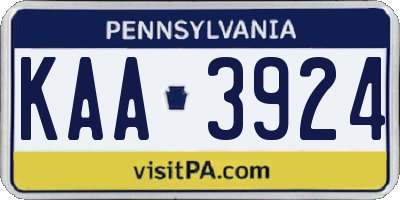 PA license plate KAA3924