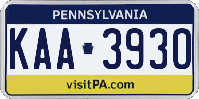 PA license plate KAA3930