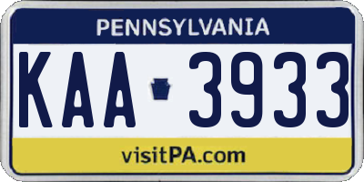 PA license plate KAA3933