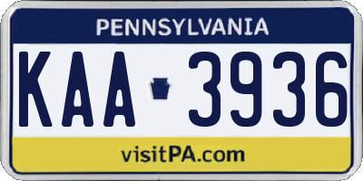 PA license plate KAA3936