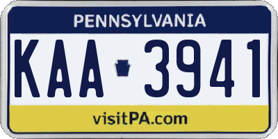 PA license plate KAA3941