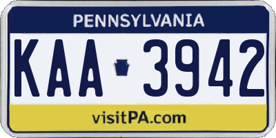 PA license plate KAA3942