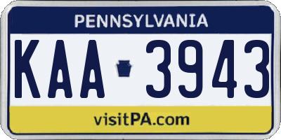 PA license plate KAA3943