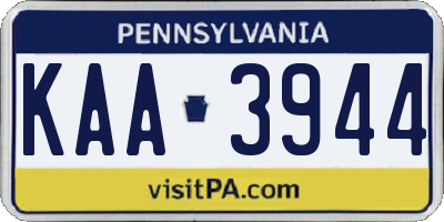 PA license plate KAA3944