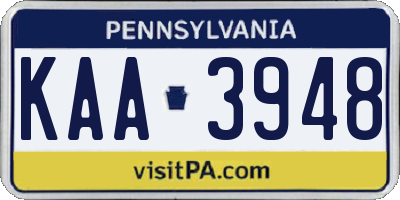 PA license plate KAA3948