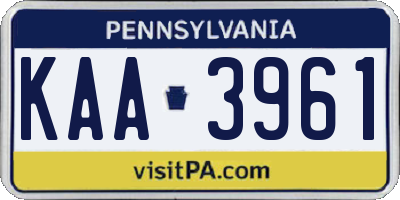 PA license plate KAA3961