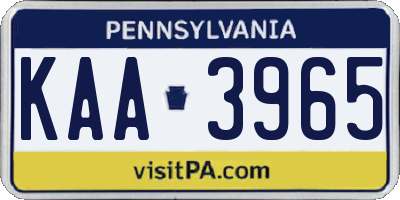 PA license plate KAA3965