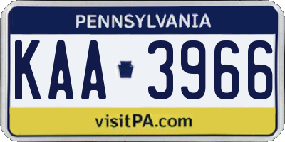 PA license plate KAA3966