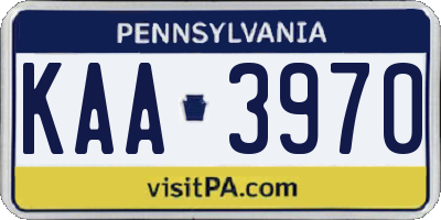 PA license plate KAA3970