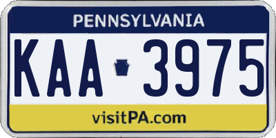 PA license plate KAA3975