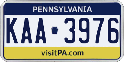 PA license plate KAA3976