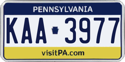PA license plate KAA3977