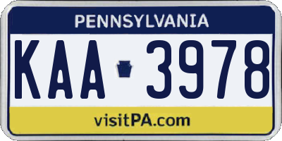 PA license plate KAA3978