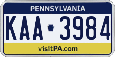 PA license plate KAA3984