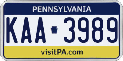 PA license plate KAA3989