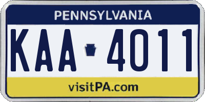 PA license plate KAA4011