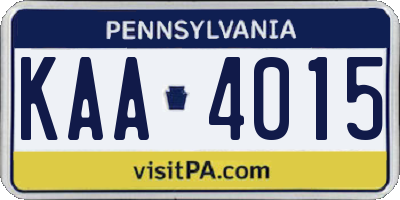 PA license plate KAA4015