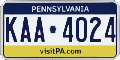 PA license plate KAA4024