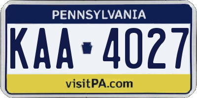 PA license plate KAA4027
