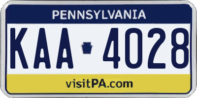 PA license plate KAA4028