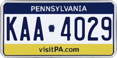PA license plate KAA4029