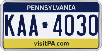 PA license plate KAA4030