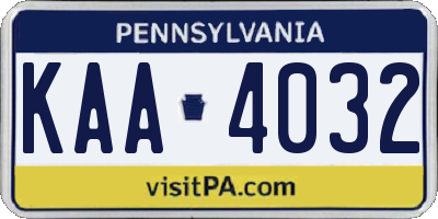 PA license plate KAA4032
