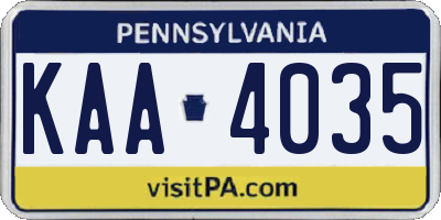 PA license plate KAA4035