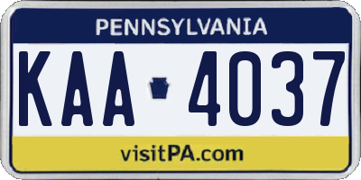 PA license plate KAA4037