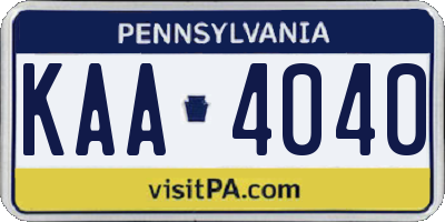 PA license plate KAA4040