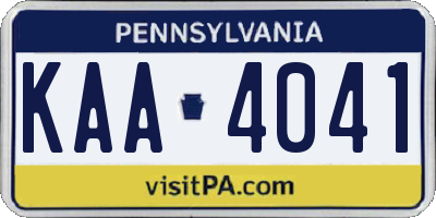 PA license plate KAA4041