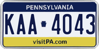 PA license plate KAA4043
