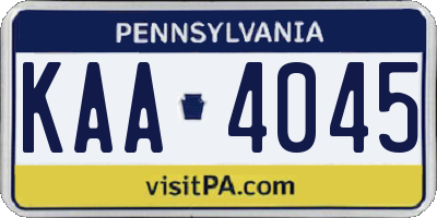 PA license plate KAA4045