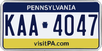 PA license plate KAA4047