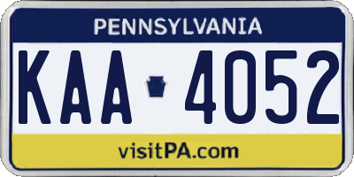 PA license plate KAA4052