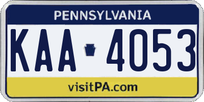 PA license plate KAA4053