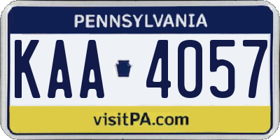 PA license plate KAA4057